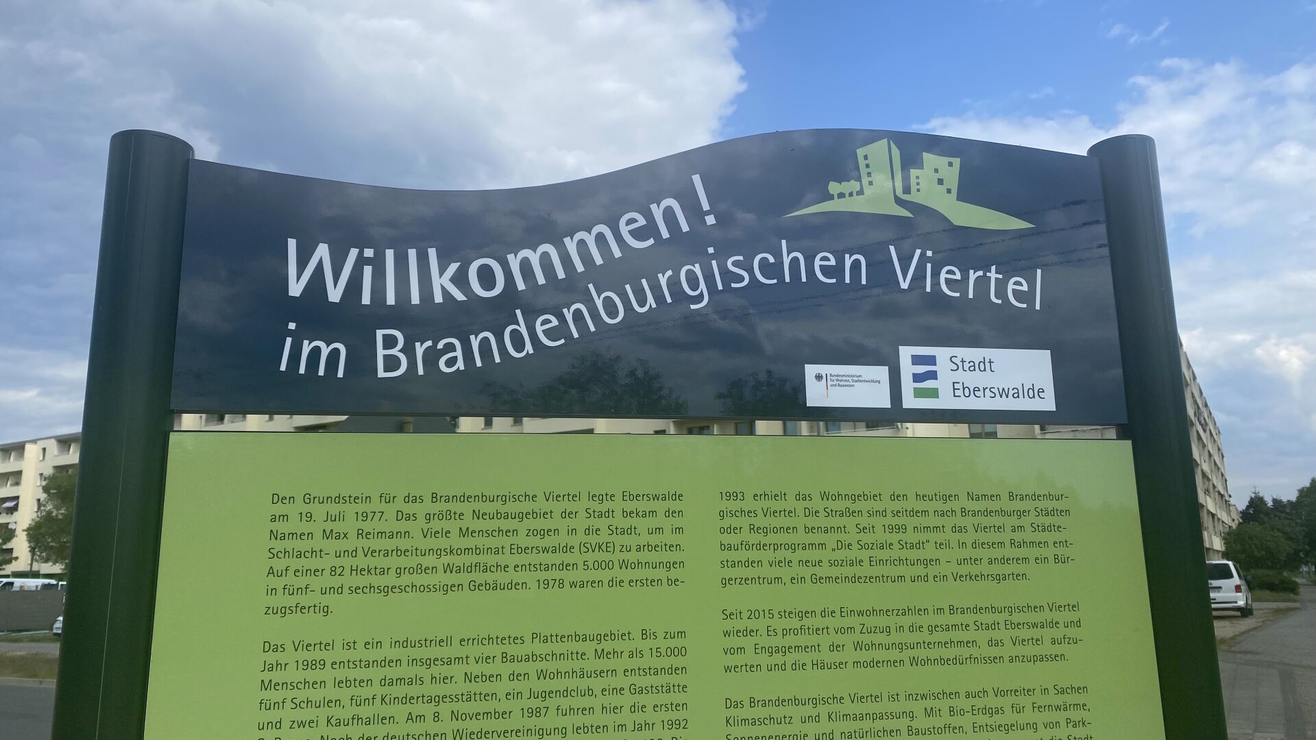 Hinweisschild zum Brandenburgischen Viertel Eberswalde, Foto: Matthias Schäfer