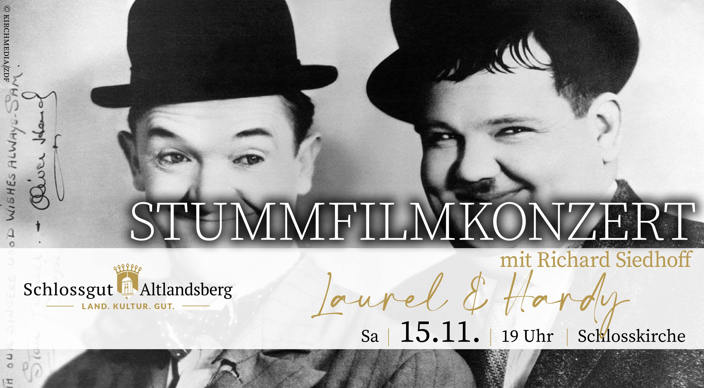 Stummfilm Screen, Foto: ZDF Media, Lizenz: Schlossgut Altlandsberg