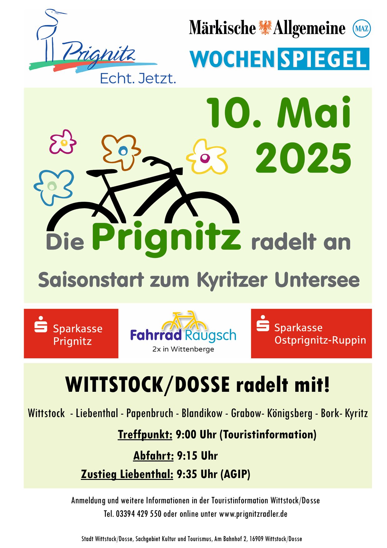 10.05.2025 Wittstock radelt an, Sternfahrt nach Kyritz!