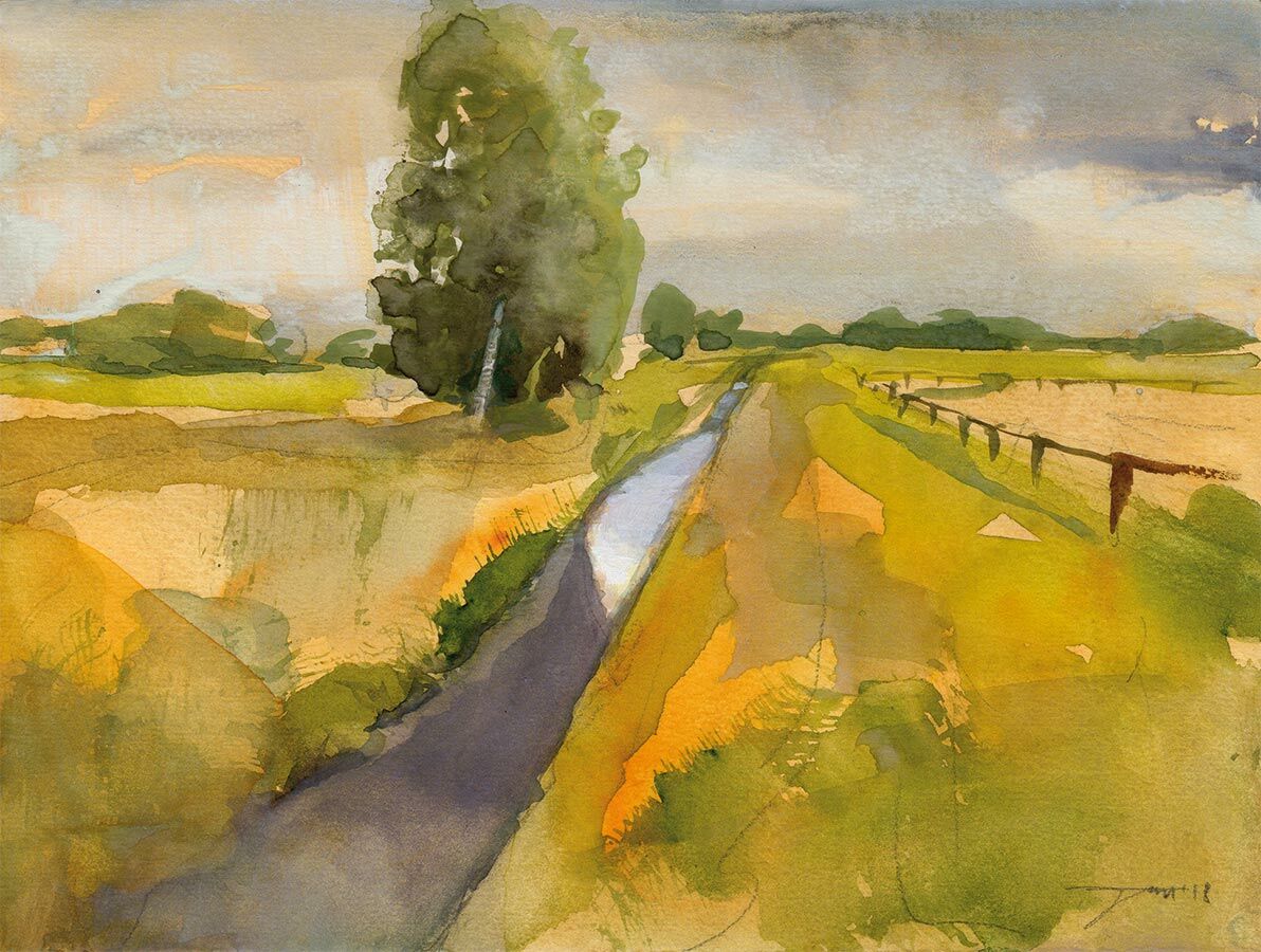 Havelland (Luch) - Aquarell auf Papier, 2018, 23,3 x 31,3 cm, Foto: Jan Beumelburg, Lizenz: Jan Beumelburg